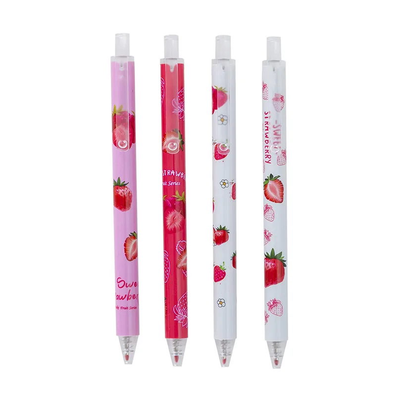 36 PCS Strawberry Gel Pens - Cute Fruit Retractable Pens 0.5mm Black Ink For School