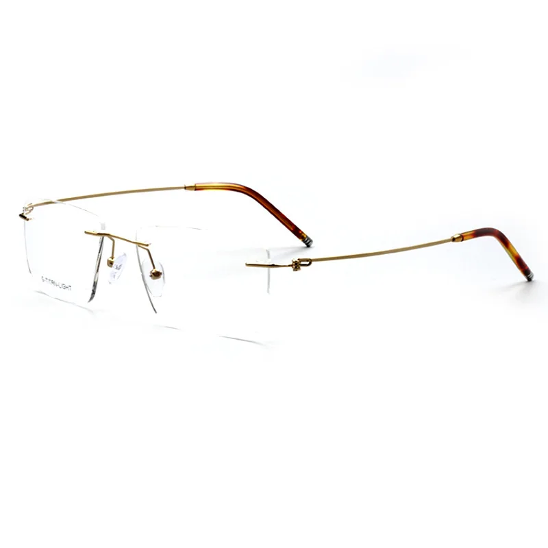 Stock Men's Square Rimless Custom Prescription Glasses High Quality ...