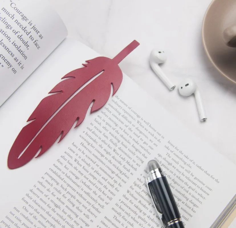 Personalized Genuine Leather Feather Bookmark Sublimation Bookmark Cute Leather Bookmark