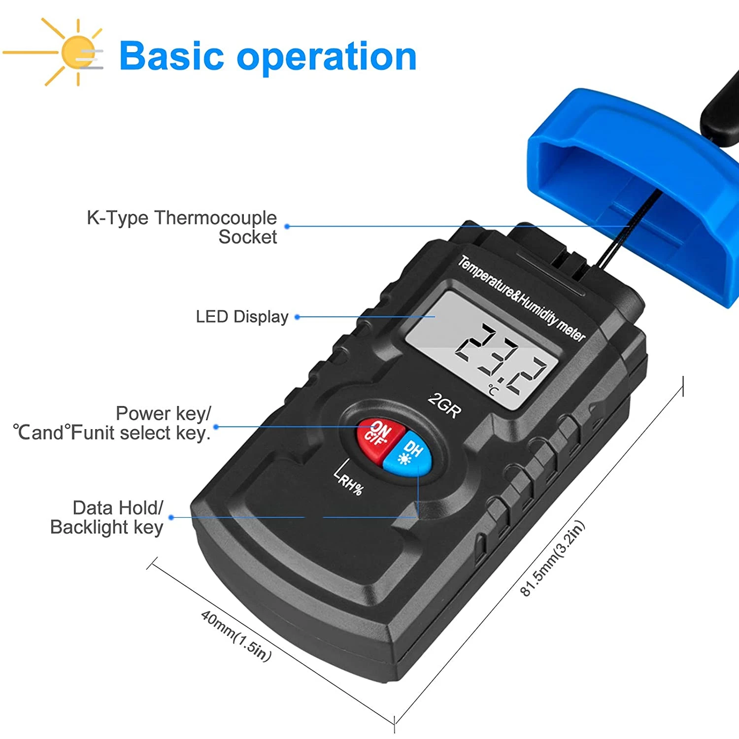 Temperature and Humidity Meters Moisture Meter Sensor Digital Cooking ...