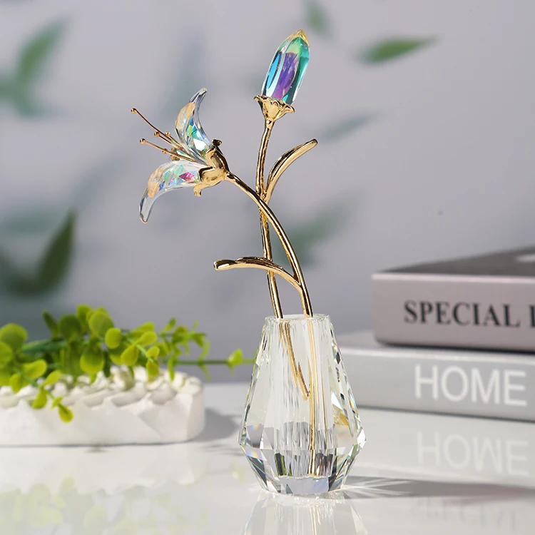 wholesale professional factory Souvenir decoration gifts wedding Crystal lilie flower for Valentine's Day Favors factory