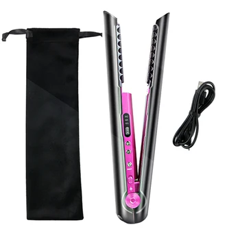 Wireless Hair Straightening Comb New 2 in 1Hair Straightener Portable Mini Wireless Cordless Hair Flat Iron Styling Hair Curl