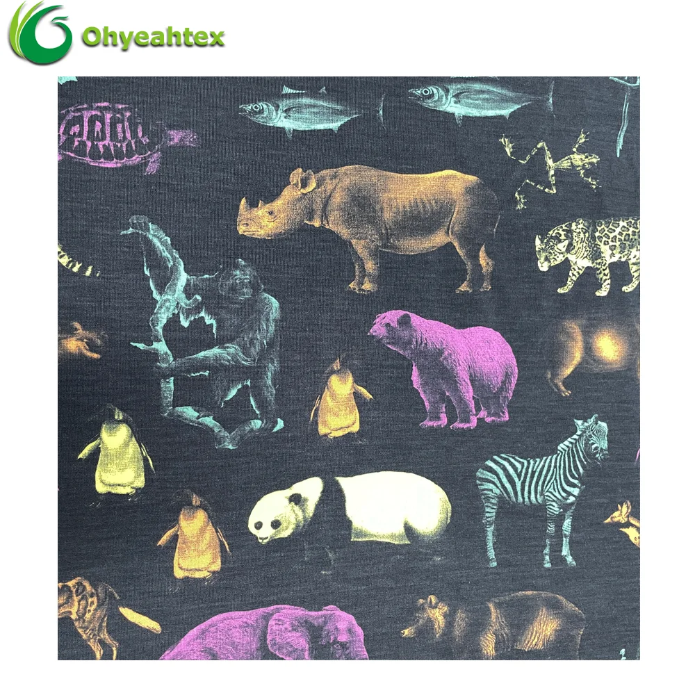 Высокое качество 220GSM цифровая печать ВИСКОЗА 95 модал 5 спандекс Джерси ткань для нижнего