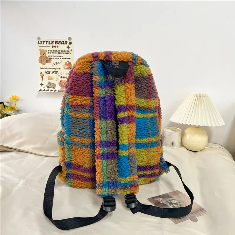 Fashion Children School Bags Cute Fleece Kids Plush  Backpack Boys Girls School Bags Mini Mochila College Book Bag Winter