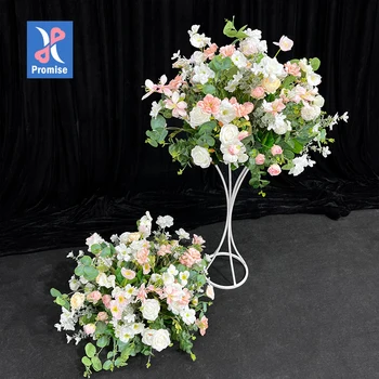 Promise Low Price Custom Artificial Flower Ball Wholesale Elegant Pink and White Flower Ball for Wedding Decor