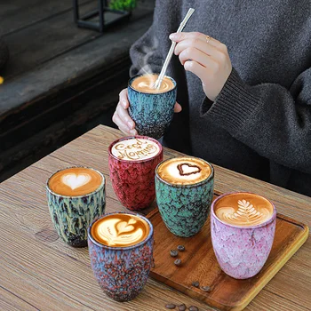Wholesale 250ml Saudi ceramic coffee cup colorful tea mug for hotel