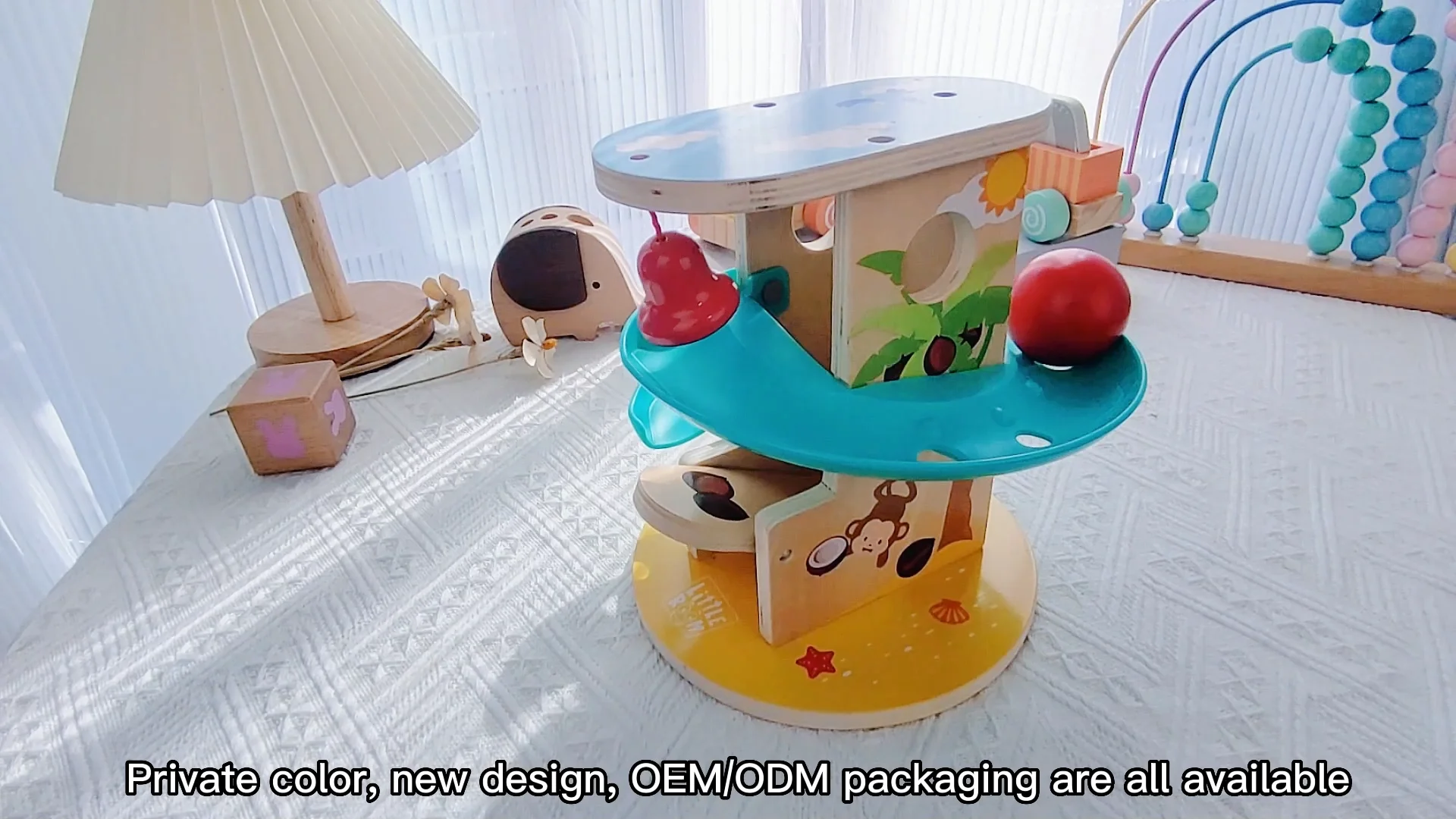 Children's Wooden Rolling The Ball Drop Christmas Gift Slide Game Baby