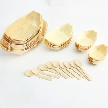 ESTICK Disposable Wooden Sushi Boat  Containers Japanese Seaweed Sushi Boat Tray Dishes Sushi Tool For Sale