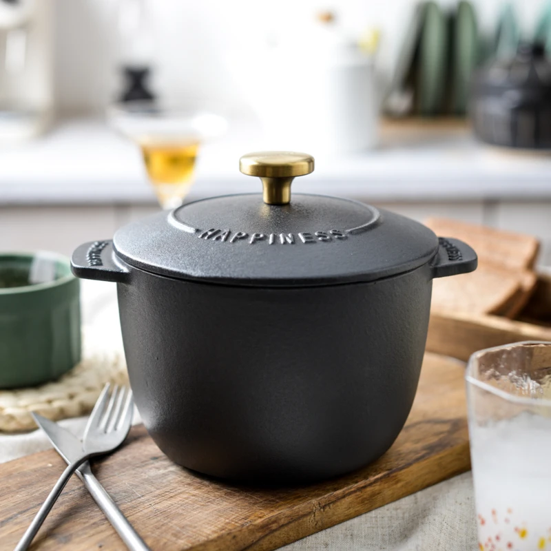 Enamel Cast Iron Soup Pot 16cm Single Person Pot Multifunctional Pot