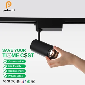 Modern Black 7W Magnetic Track Spotlight Ceiling Adjustable 10-55° Beam Angle LED Wall Washing Light Aluminum for Supermarket