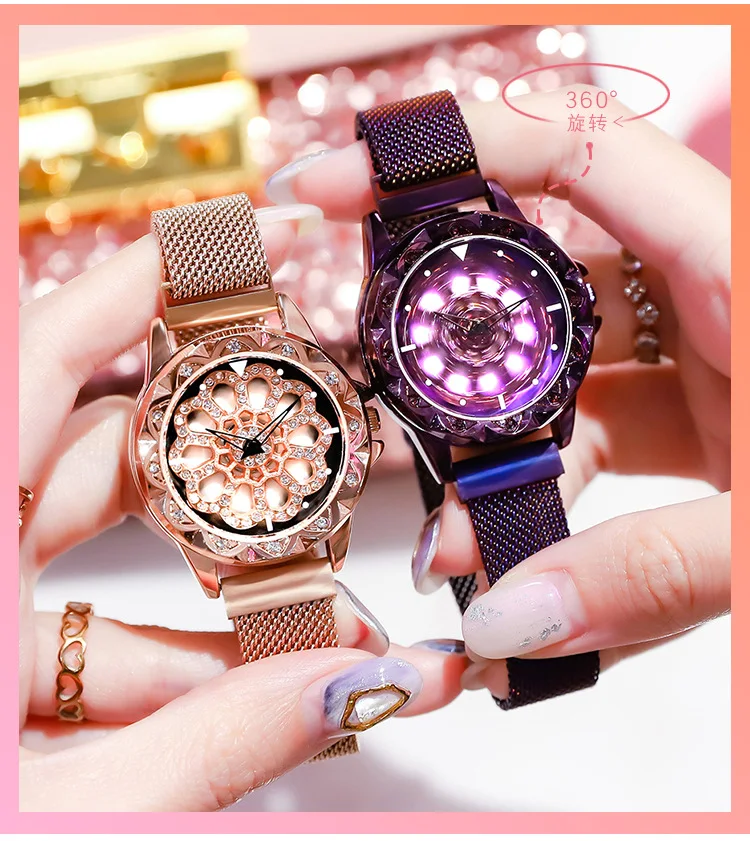 Fortune turns all over the sky. Women's watch with Red Diamonds