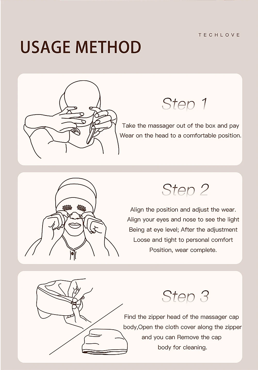 Techlove 2 In 1 Head Eye Massager Electric Heat Compression Air Pressure Vibrating Ems Eye 0951