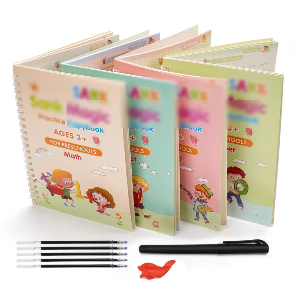 Reusable Handwriting Calligraphy Book 4pcs Set Magic Practice Copybook for Kids Child Book Printing