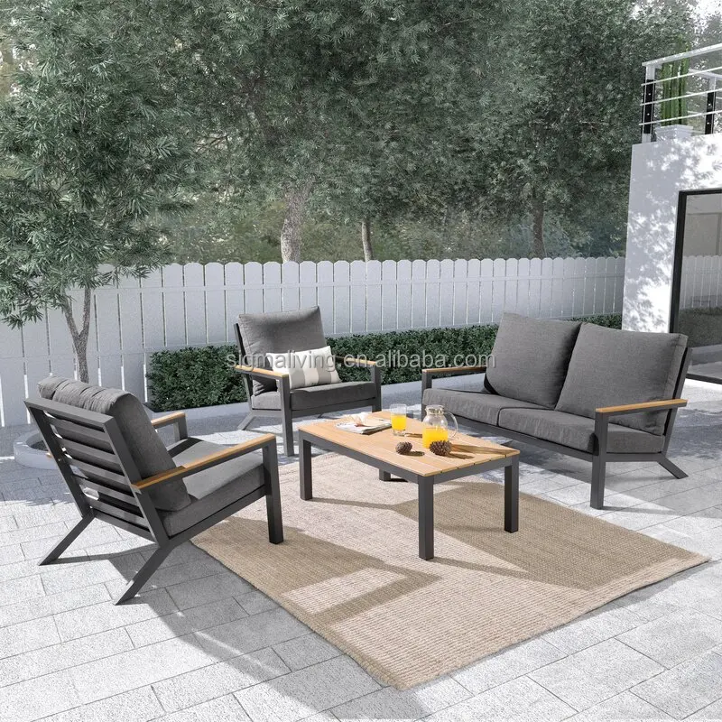 Patio furniture garden outdoor furniture sofa set aluminum 4 pieces sofa seating group with cushions