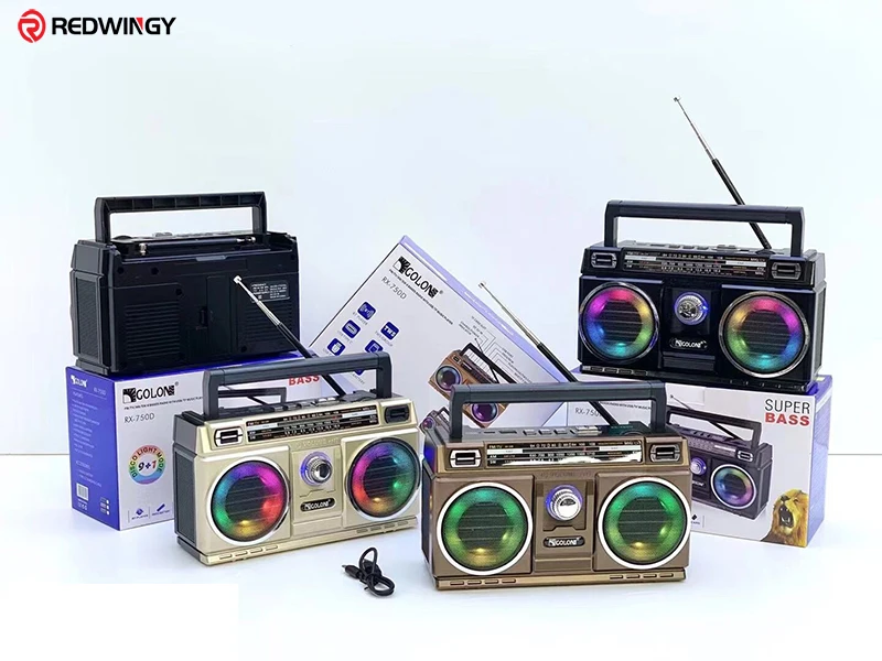 radioboy Redwingy RX-750D Retro Bluetooth Speaker with Disco Lights, FM/AM