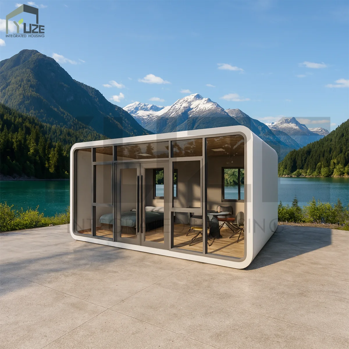 Modern Apple Pod Office Unit Smart Control Desk System Integrated Storage Glass Door Apple Cabin House