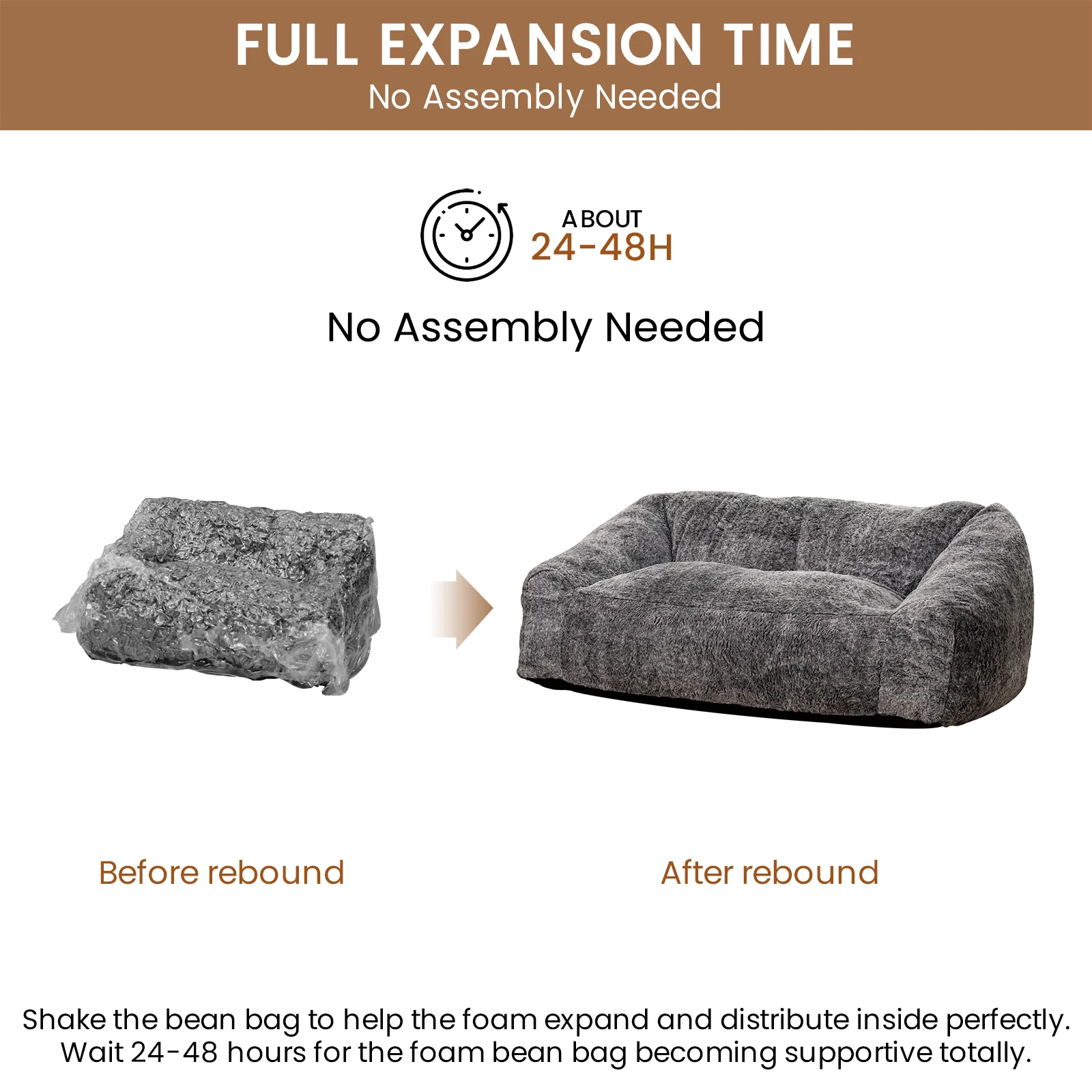 Double Seater Large Lazy Couch Floor Sofa Faux Fur Living Room ...