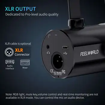 FEELWORLD PM1 Microphone with Real-time Monitoring, OEM Packaging, Easy Volume Control, Ideal for Beginners detail image
