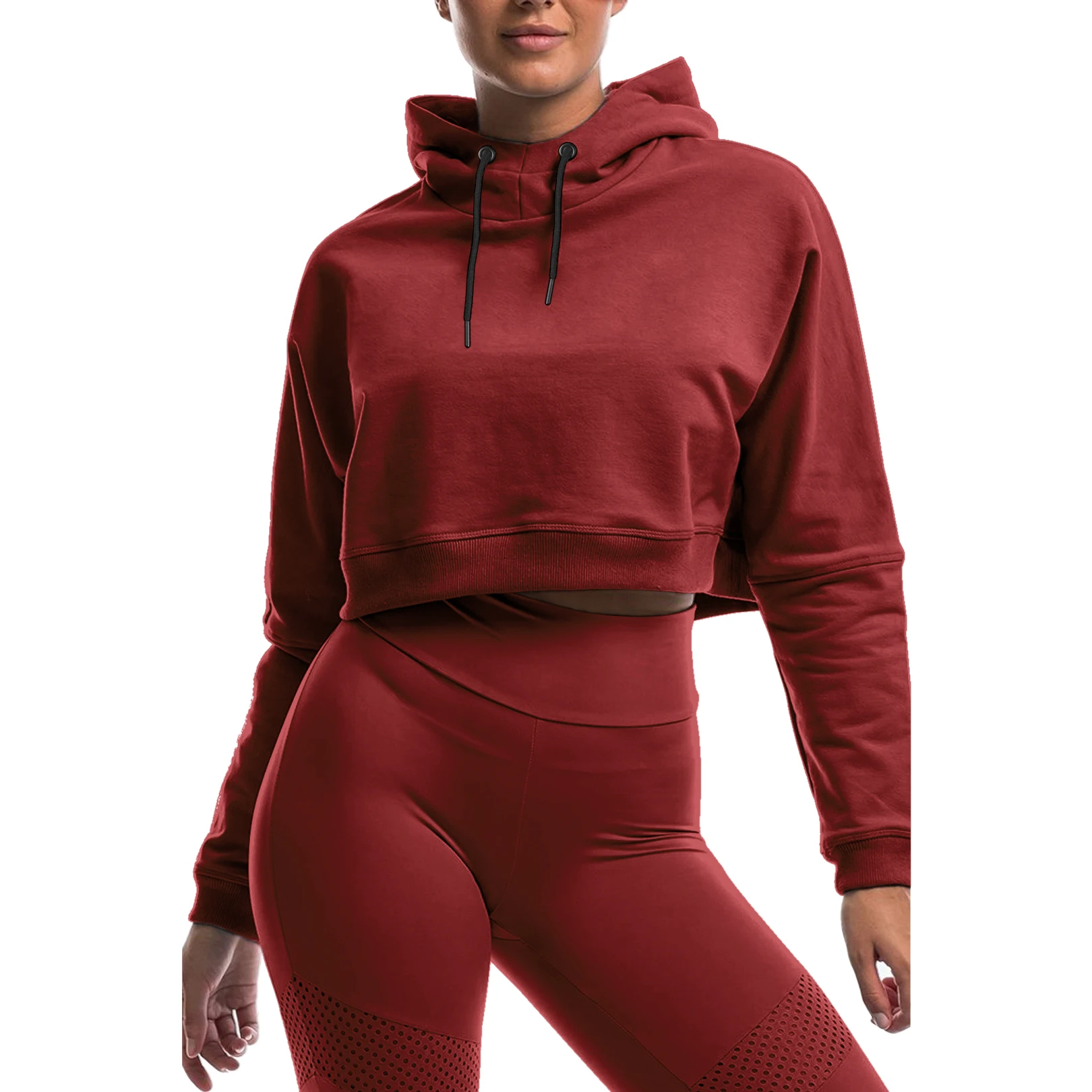 High Quality Blank Customized Logo Long Sleeve Crop Top Hoodie Women Cotton Casual Hoodies for Women