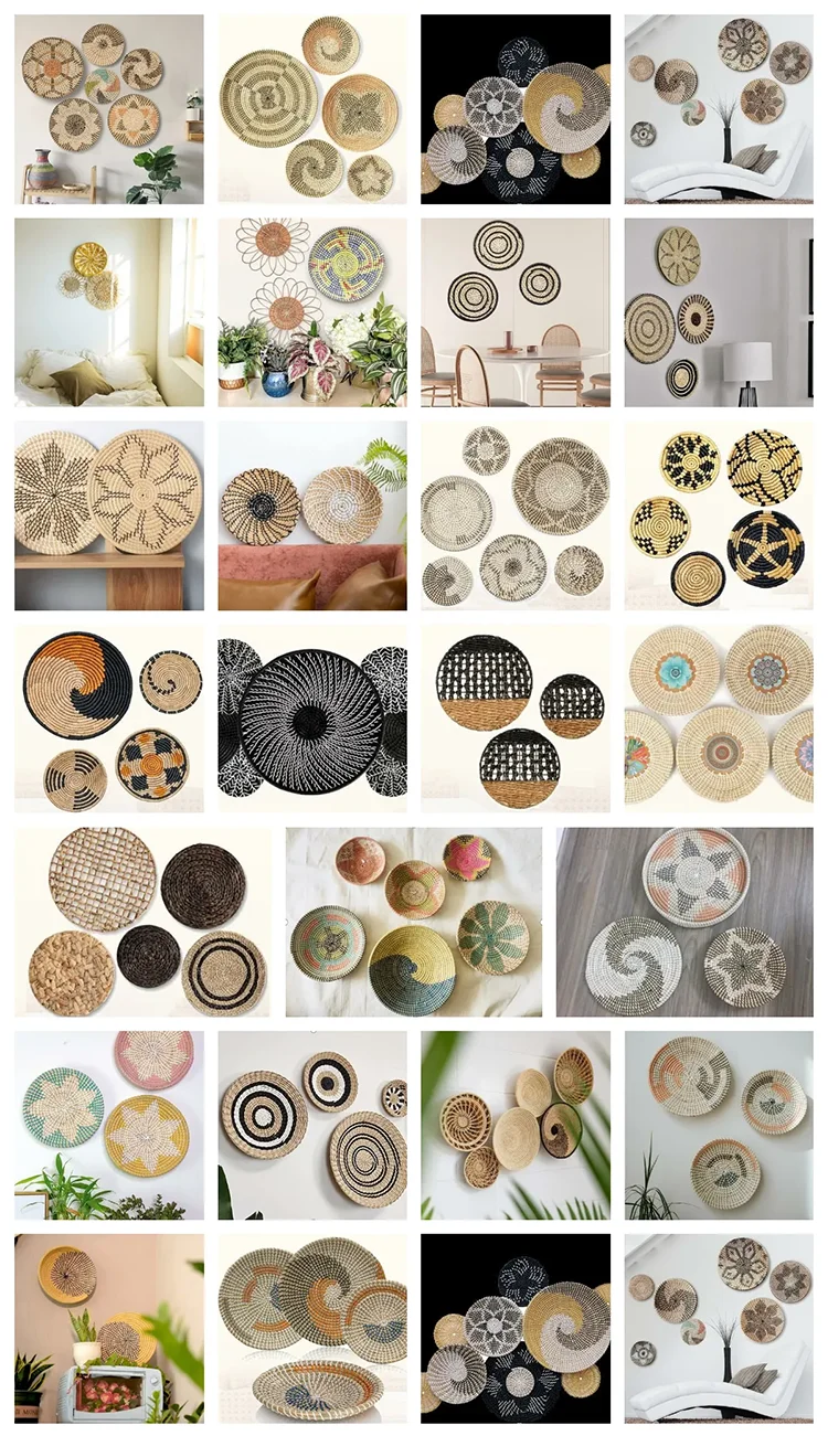 Boho Wall Decor Basket Weave Wall Decoration Tray Bracket Products Plants Handmade Home Decor
