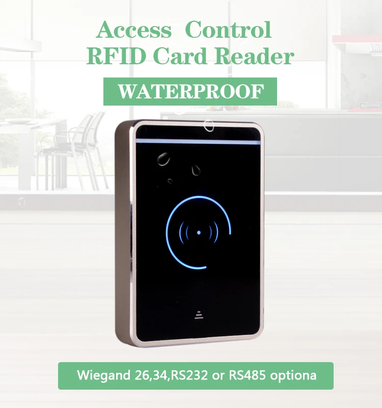 Proximity NFC IC ID Support Smart Card 125K 13.56Mhz Wiegand26/34 RFID Reader Door Access Control Card Reader System