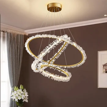Nordic postmodern living room restaurant decorate lights wreath shape luxury design gold glass crystal led chandelier