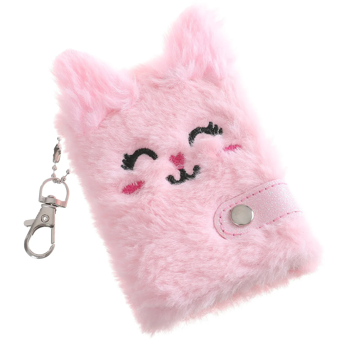Wholesale 2021 New Stationery gift cute Animal cartoon Kitty teenage girl  pink notepad hand books keyring plush notebook Journal keychain From 