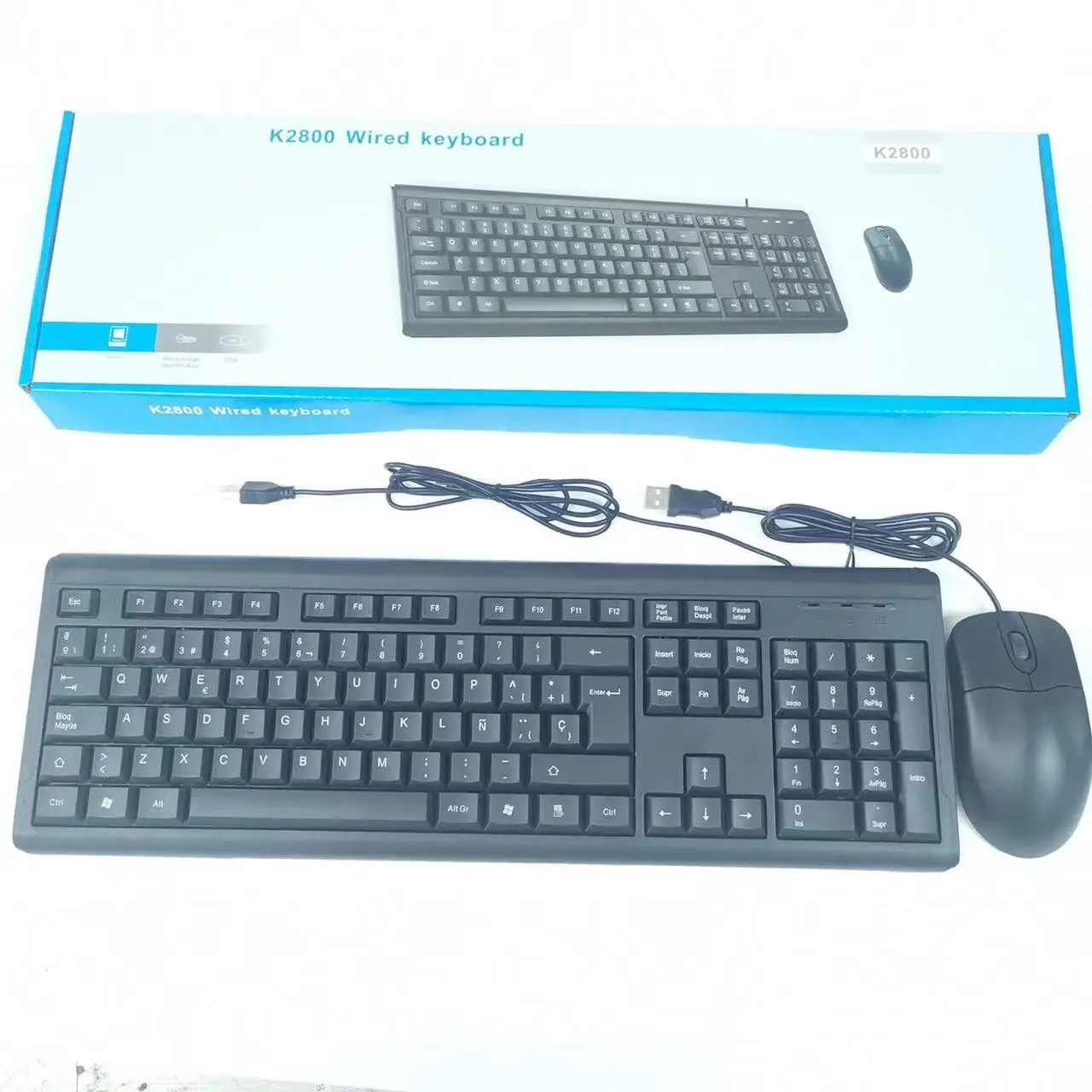 USB Wired Keyboard and Mouse Bundle for Home Office Computers   office mouse and keyboard kit neutral ergonomic 104 keys