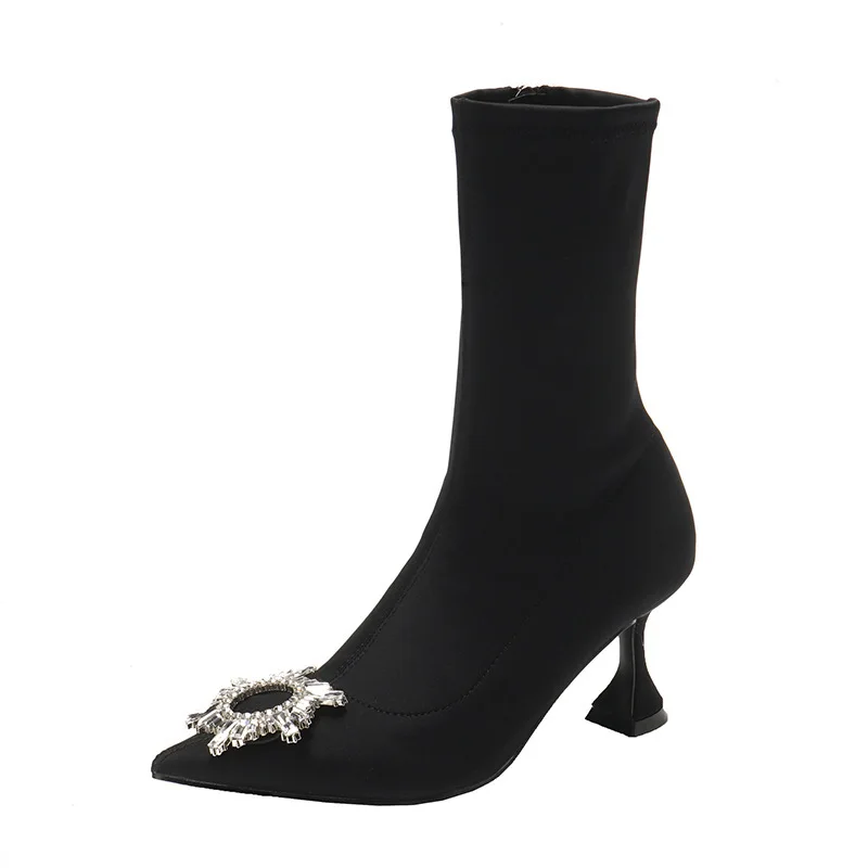 Botas Con Punta En Pico Y Diamantes De Imitación Para Mujer,Botines De  Tacón Alto A La Moda,Color Sólido,Para Invierno - Buy Zapatos De Mujer Botas  De Invierno,2021 Botas Para Mujer,Botas De Tacón