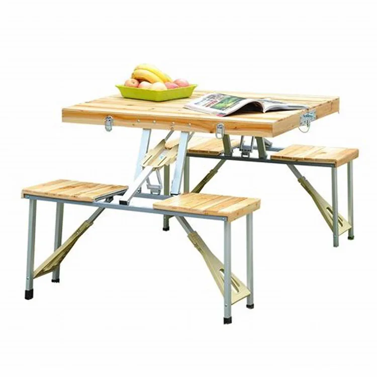 Outdoor Wood Piece Portable Folding Table And Chairs Sets Picnic Car