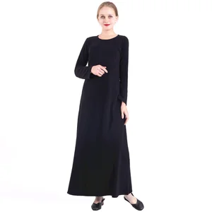 New Wholesale Basic Knitted Skin-Friendly Comfortable Long Sleeve Base Crewneck Dress