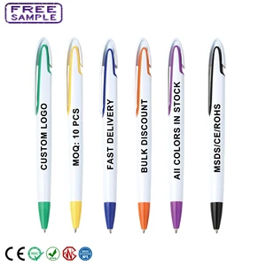 Best Selling Custom Logo 1.0mm Writing Width Ballpoint Pens for Plastic Press Cheap School Office Business Men Birthday Gift