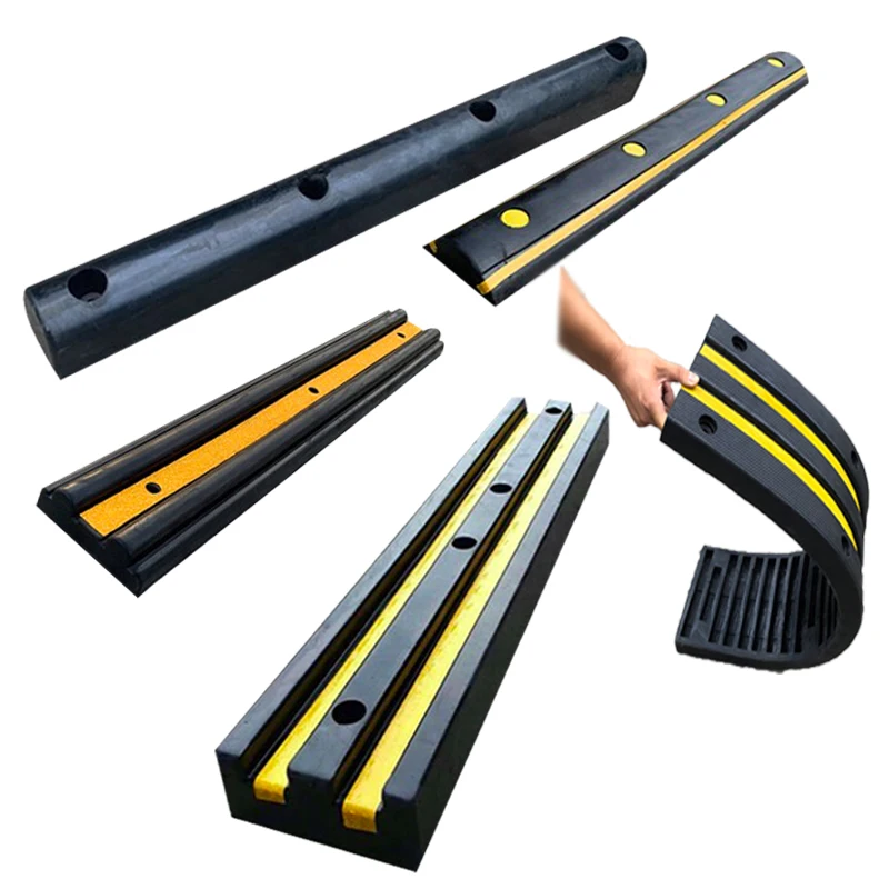 Durable 100% Recycled Solid Rubber Black Reflective Wall Bumper Dock Bumper Guard Protector for Parking Garage Safety factory
