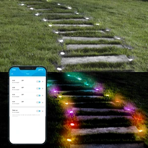 product 15 pack ip67 waterproof outdoor ground garden lawn walkway 36ft multicolor rgbicw pathway led string lights with app control-44