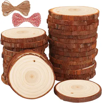 3.5-4 Inch DIY Promotional Eco-friendly Unfinished Wood Circles Natural Wooden Slices Natural Wood Slices for Centerpieces