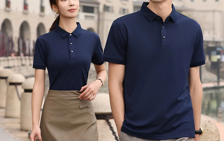 Custom Logo Polo Shirts Sleeved Knitted Fabric Regular Fit Polo t-shirt for Men Navy Blue Black Colo
