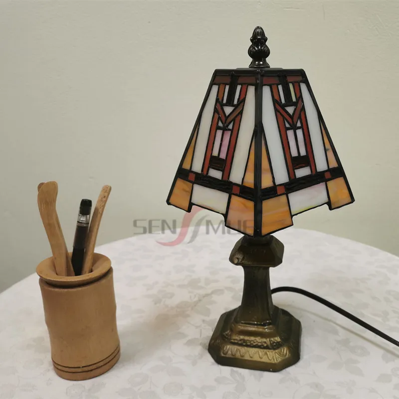 Sensmuel Wholesale Customized and Direct Sales of Cheap 6-inch  Mosaic Painted Glass LED Desk Table Small LED Lamps