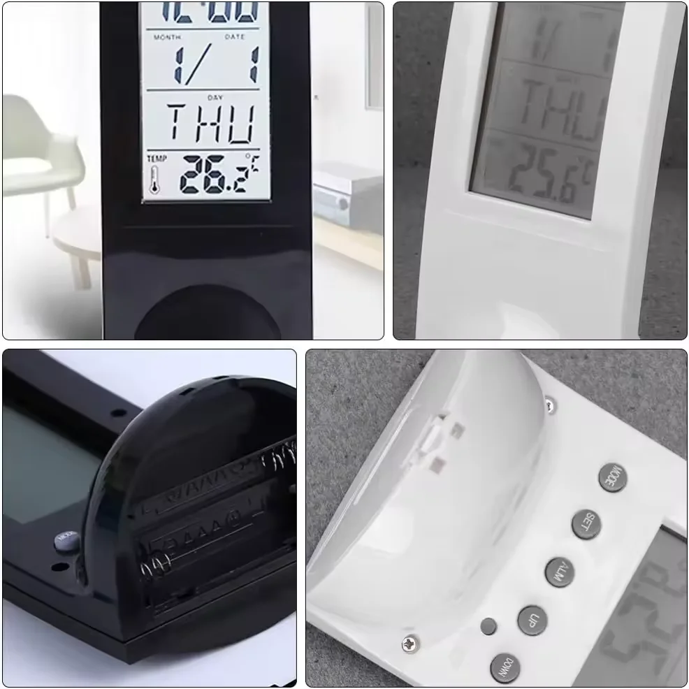 Digital Transparent See-Through Vertical LCD Desk Alarm Clock with Thermometer for Gift & Premium