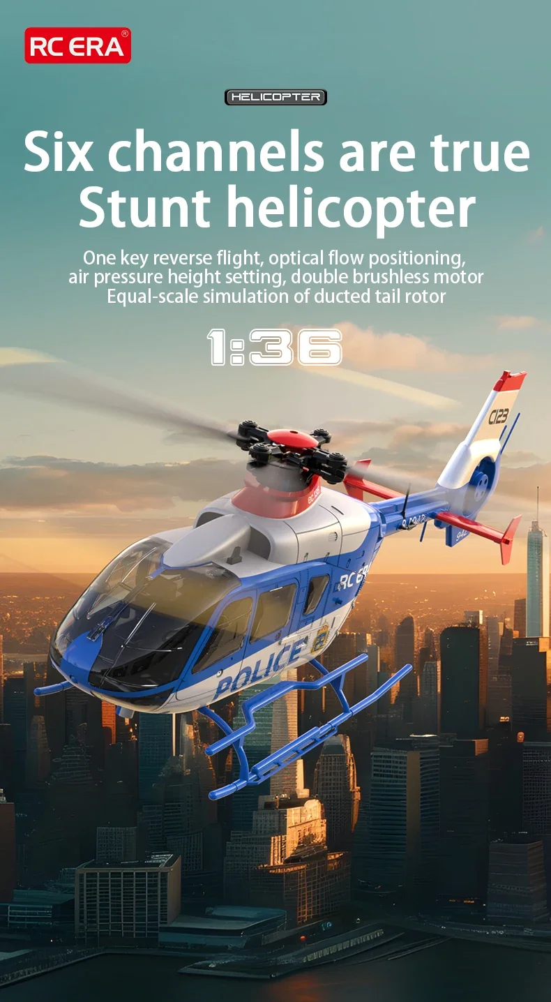 2024 RC ERA C123 RC Helicopter 6CH Double Brushless Direct Drive Single Paddle Aileron Free Model 3D Optical Flow EC135
