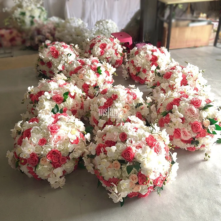 MSFAME Coral Silk Flowers Arrangement Centerpiece Decoration Wedding Table Flower
