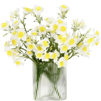 Artificial Daffodils Narcissus Silk Flowers Spring Flowers White Spring Plants Floral for Patio Lawn Balcony Garden Window Home