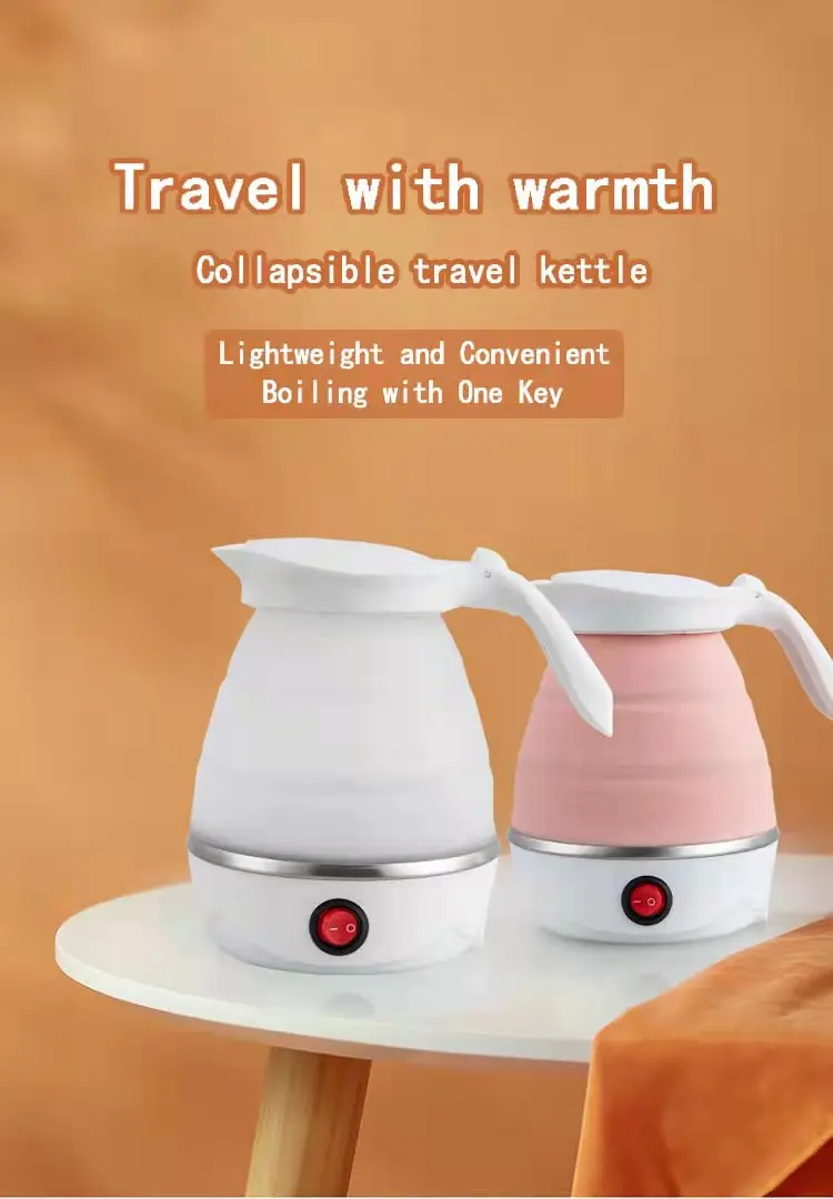 Small Portable Electric Kettle, 0.6L Mini Stainless Steel Travel Kettle,  Portable Mini Hot Water Boiler Heater, Quiet Fast Boil & Cool Touch with