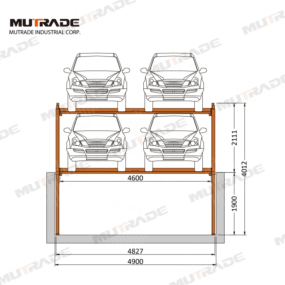 Two Post Double Unit Parklift Hydraulic Underground Vertical Stacker Pit Parking Lift