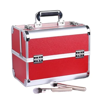 Aluminum Portable Makeup Case with Box Big Storage Cosmetic Box Professional Beauty Case Cosmetic Bags & Cases Customize Open