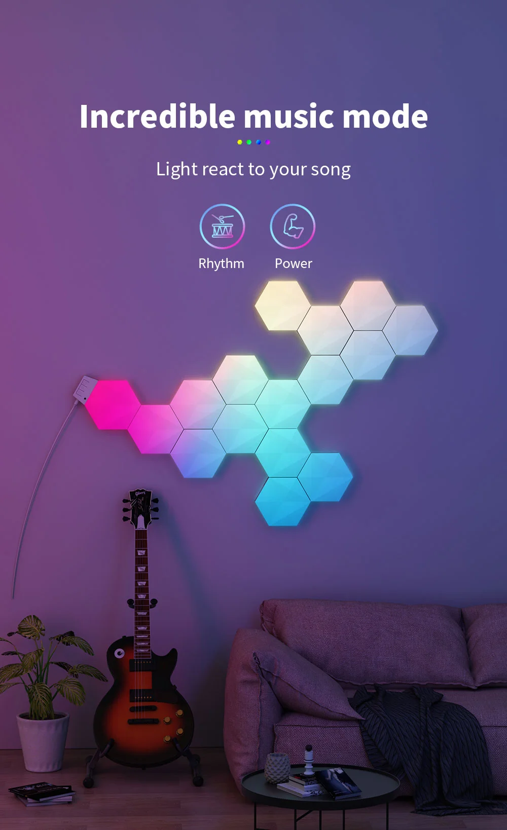Banqcn RGBIC Hexagon LED Wall Lights - Smart WiFi Control for Game ...