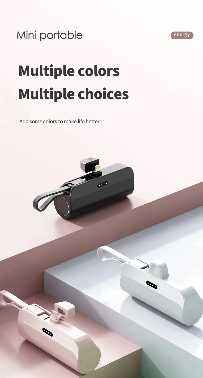 NINER9 10000mAh Fast Charging Mini Portable Power Bank with Type C & Apple USB Outputs Built-in Cable and Customizable Logo preview 6