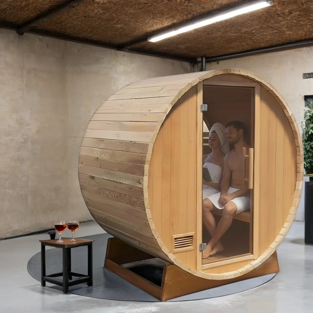 Modern Outdoor Sauna Room Barrel Sauna Room Dry Steam Sauna  Harvia Stove