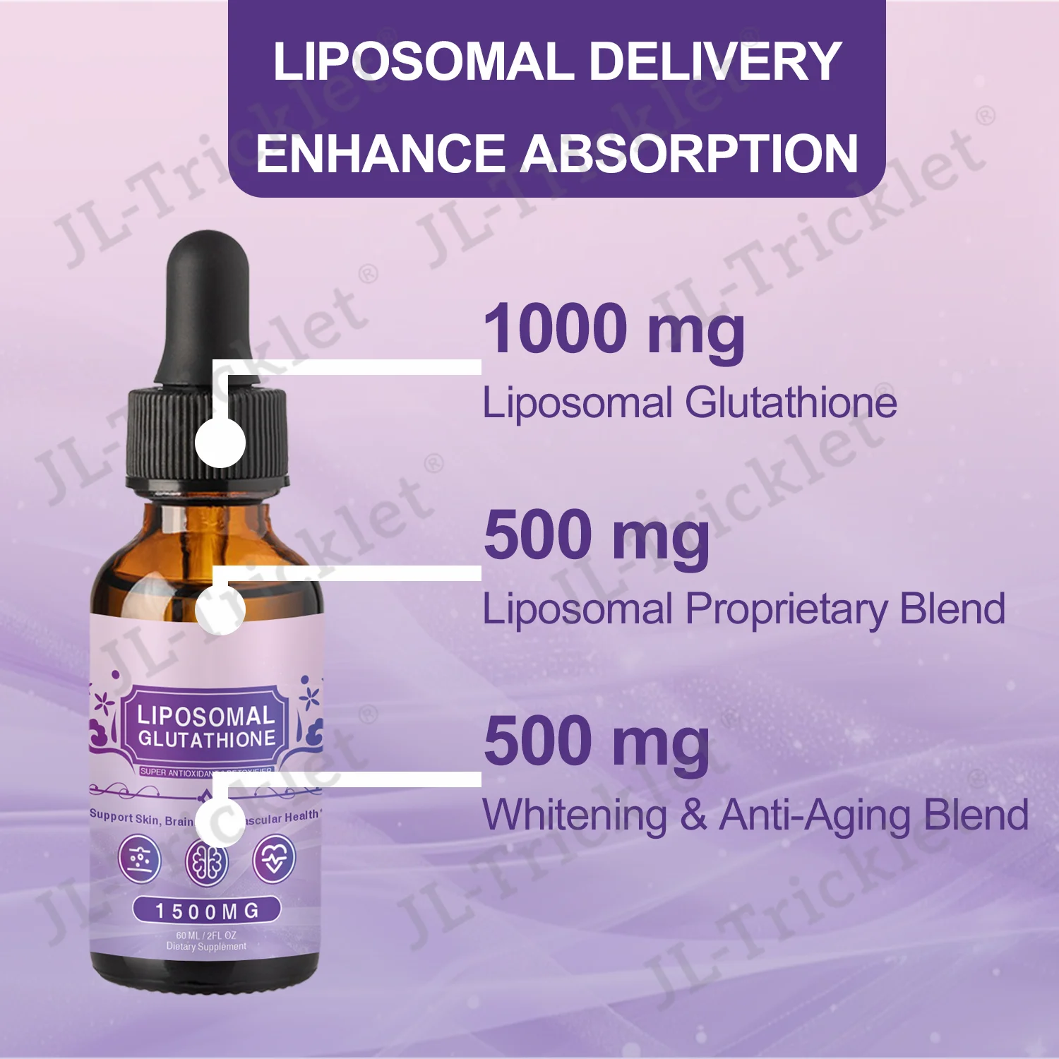 Supply OEM Private Label Liposomal L-Glutathione Liquid Drops Oral Oil  Drink Supplement Skin Whitening Supplements Liquid Drops