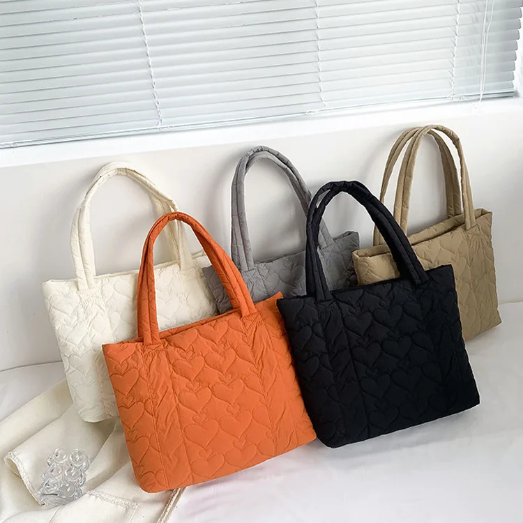 Travel Shoulder Nylon Puffer Bag Winter Quilted Puffy Puffer Tote Bags for Women