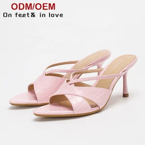 Light Weight Outdoor Autumn Elegant Sexy Pointed Toe Height Increasing High Heels Slides Open Toe Fashion for Summer